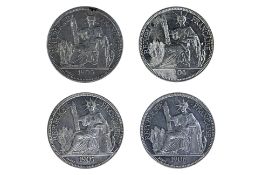 FRENCH INDOCHINA PIASTRE 1904 A, 1905 A, 1906 A, 1907 A (4)