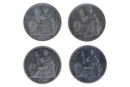 FRENCH INDOCHINA PIASTRE 1910 A, 1913 A, 1921 H, 1922 H (4)