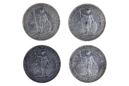 A GROUP OF GREAT BRITAIN BRITISH TRADE DOLLARS (4)