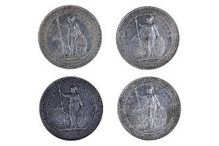 A GROUP OF GREAT BRITAIN BRITISH TRADE DOLLARS (4)