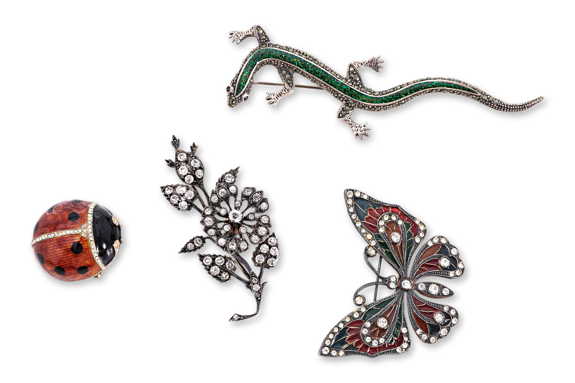 A GROUP OF SEVEN SILVER AND ENAMEL BROOCHES - Image 2 of 3