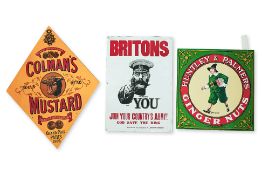 A GROUP OF THREE REPRODUCTION ENAMEL ADVERTISING SIGNS