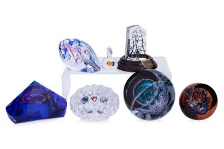 A GROUP OF ASSORTED PAPERWEIGHTS AND OTHER OBJECTS