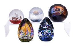 A GROUP OF FIVE SELKIRK GLASS PAPERWEIGHTS