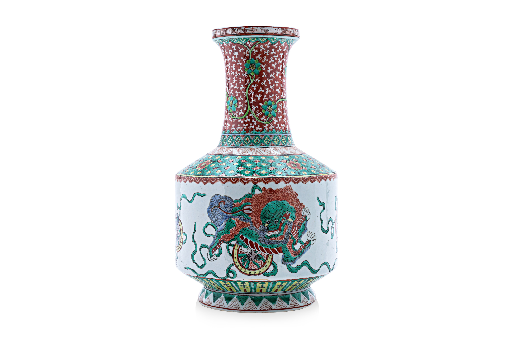 A FAMILLE VERTE 'MYTHICAL BEAST' VASE