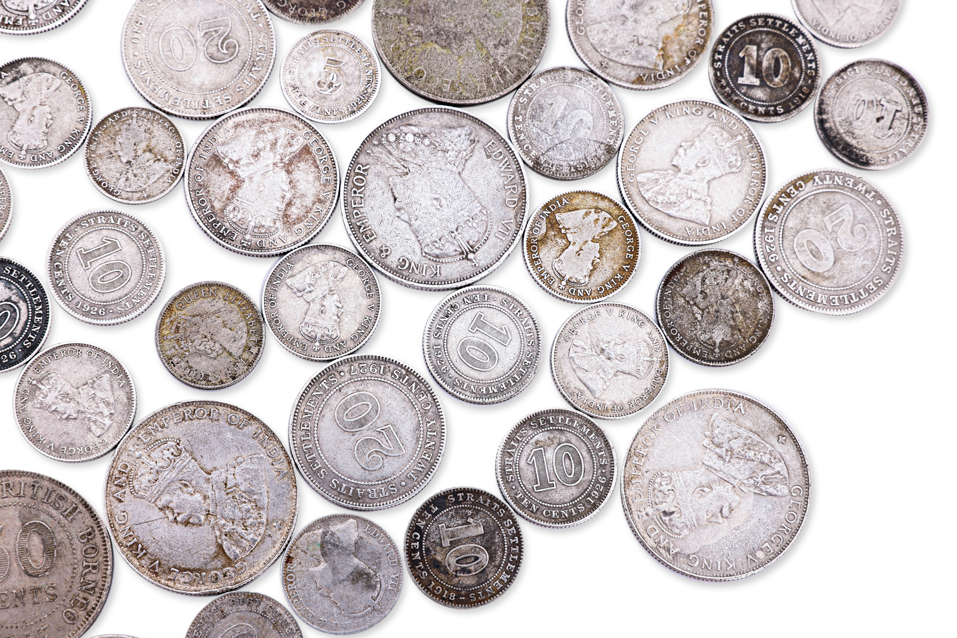 A GROUP OF MALAYA, B. BORNEO & STRAITS SETTLEMENTS COINS - Image 2 of 3