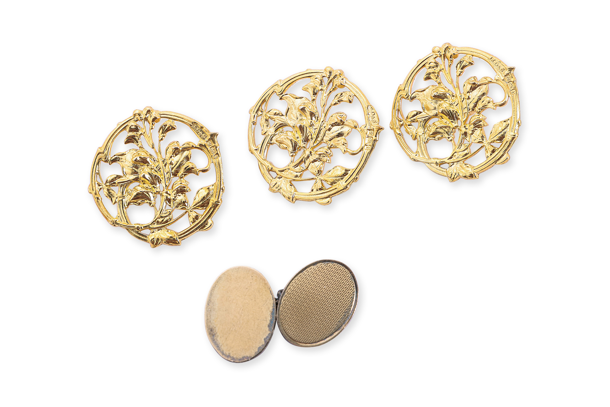 A GROUP OF SILVER GILT BUTTONS AND PAIR OF CUFFLINKS - Image 2 of 3