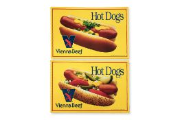 TWO VIENNA HOT DOGS TIN ADVERTISING SIGNS