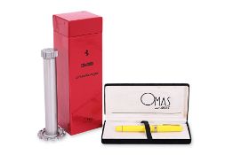 TWO FERRARI PENS BY OMAS INCLUDING FOUNTAIN AND ROLLING BALL