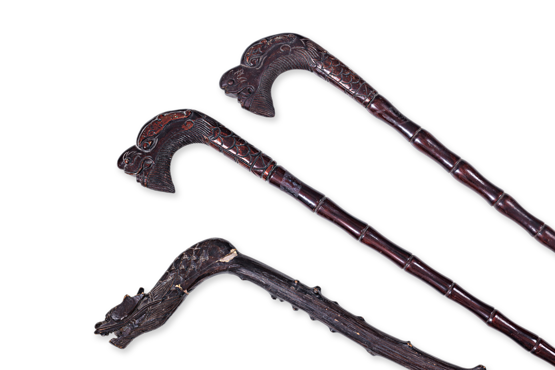 A GROUP OF NINE DRAGON HANDLED WALKING STICKS - Image 4 of 4