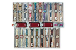 A GROUP OF AUTOMATIC SWATCH WATCHES AND OTHERS