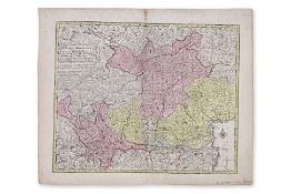 A 18TH CENTURY MAP OF NORTHERN ITALY