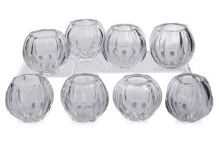A SET OF EIGHT MOSER CRYSTAL GLASS CANDLEHOLDERS