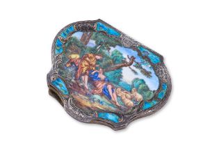 AN ITALIAN SILVER AND ENAMEL COMPACT