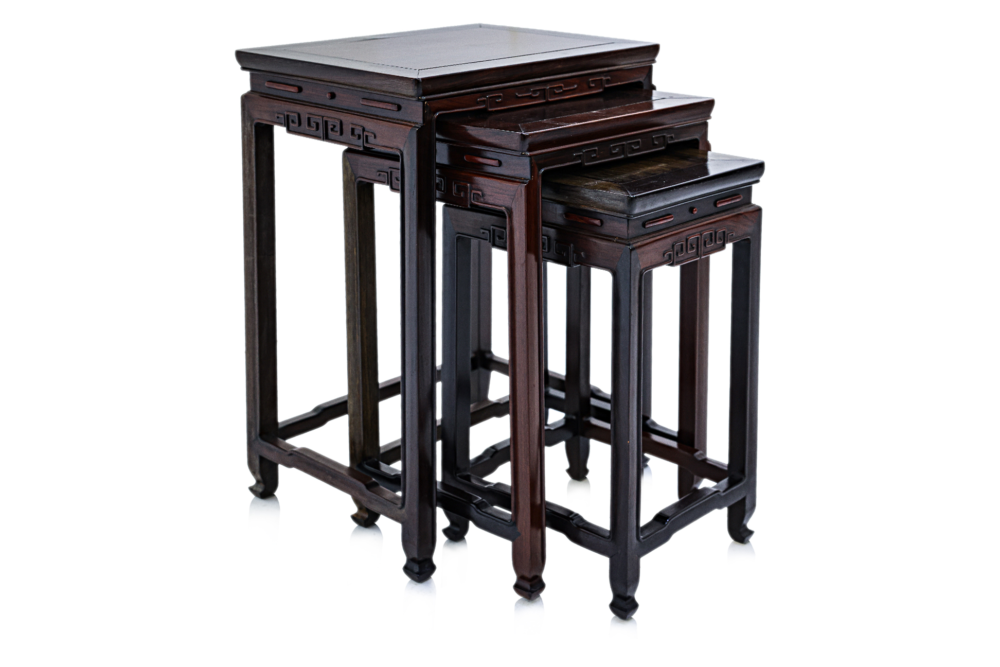 A SET OF THREE HARDWOOD NESTING TABLES AND ONE SIMILAR - Image 2 of 3