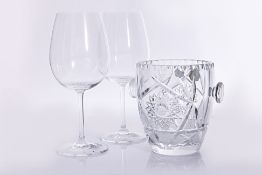 A GROUP OF WATERFORD WINE GLASSES AND A CRYSTAL GLACETTE