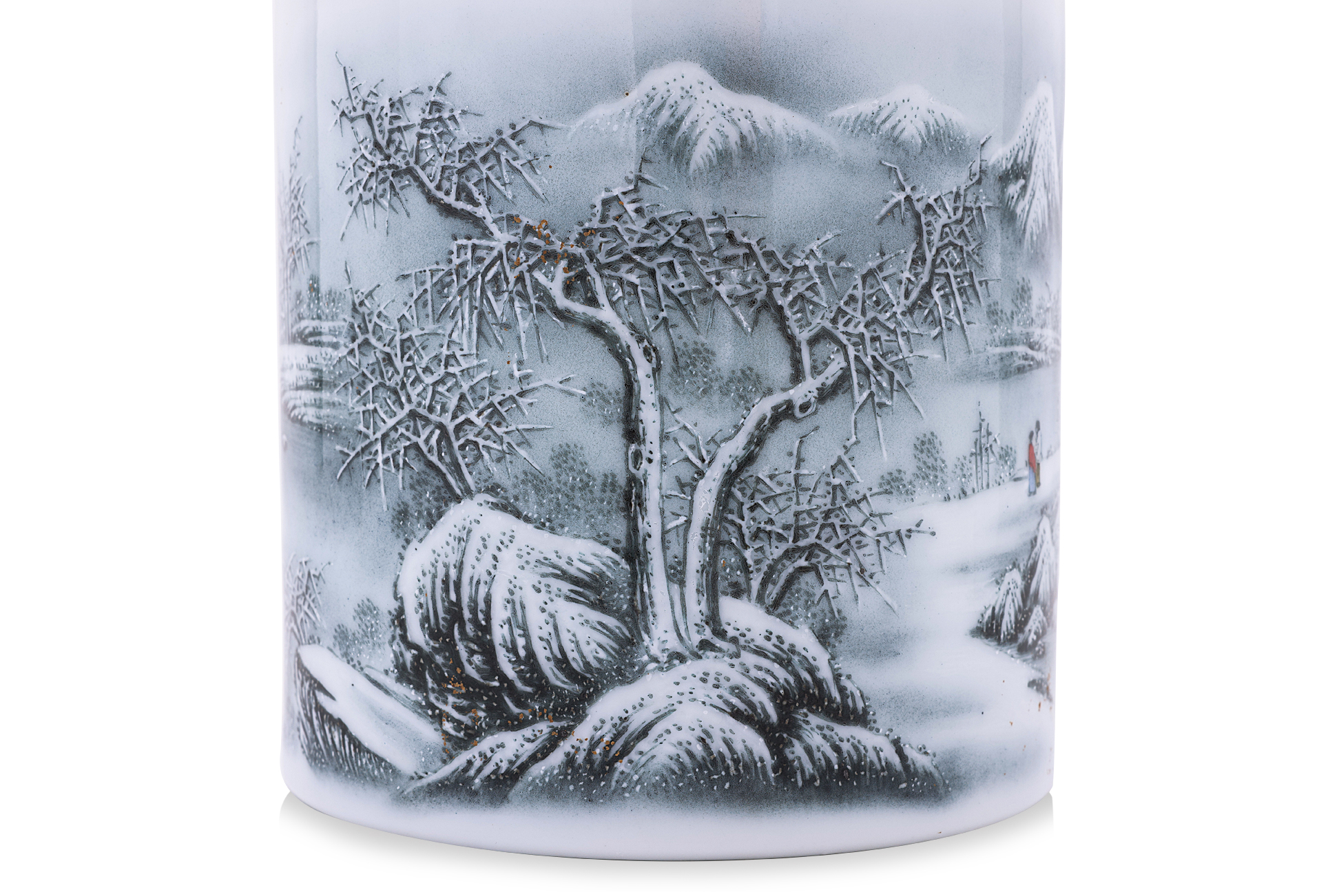 A WINTER LANDSCAPE PORCELAIN BRUSH POT - Image 2 of 3