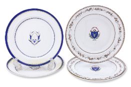 A GROUP OF FIVE CHINESE EXPORT ARMORIAL PLATES