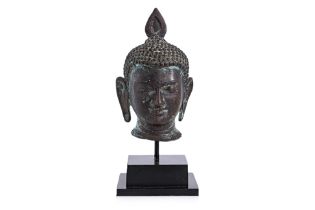 A BURMESE BRONZE BUDDHA HEAD