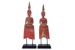 A PAIR OF LAOTIAN SEATED BUDDHA FIGURES