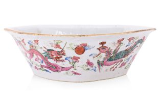 A FAMILLE ROSE PORCELAIN DRAGON AND PHOENIX BOWL