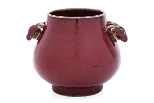 A FLAMBE OX-BLOOD VASE