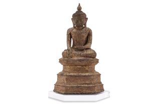 A BURMESE SHAN BRONZE BUDDHA STATUE