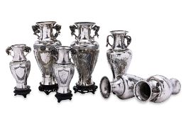 A GROUP OF CHINESE SILVER PLATED VASES