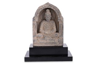 A GANDHARAN SEATED BUDDHA STONE RELIEF