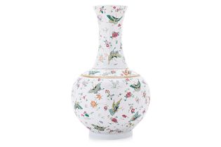 A FAMILLE ROSE PORCELAIN BUTTERFLY VASE