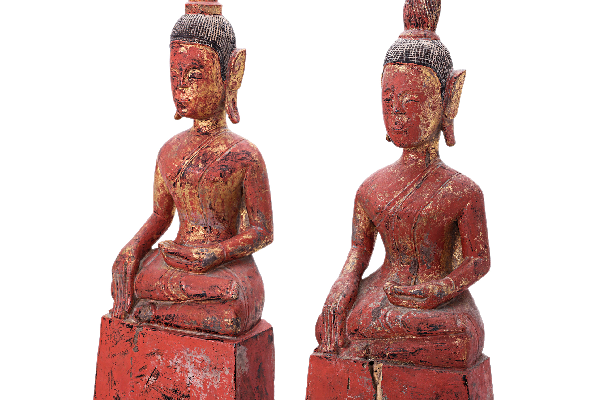 A PAIR OF LAOTIAN SEATED BUDDHA FIGURES - Image 2 of 3