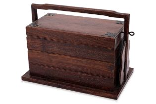 A HARDWOOD FOUR TIER PICNIC BOX