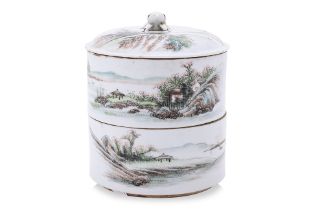 A QIANJIANG STYLE PORCELAIN TWO TIER BOX AND COVER