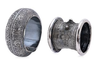 TWO BURMESE SILVER BANGLES