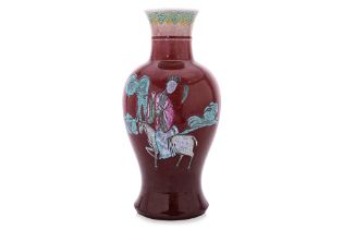 AN ENAMELLED SANG DE BOEUF 'XI WANGMU' BALUSTER VASE