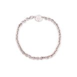 A TIFFANY & CO. OVAL SILVER TAG CHARM CHOKER NECKLACE