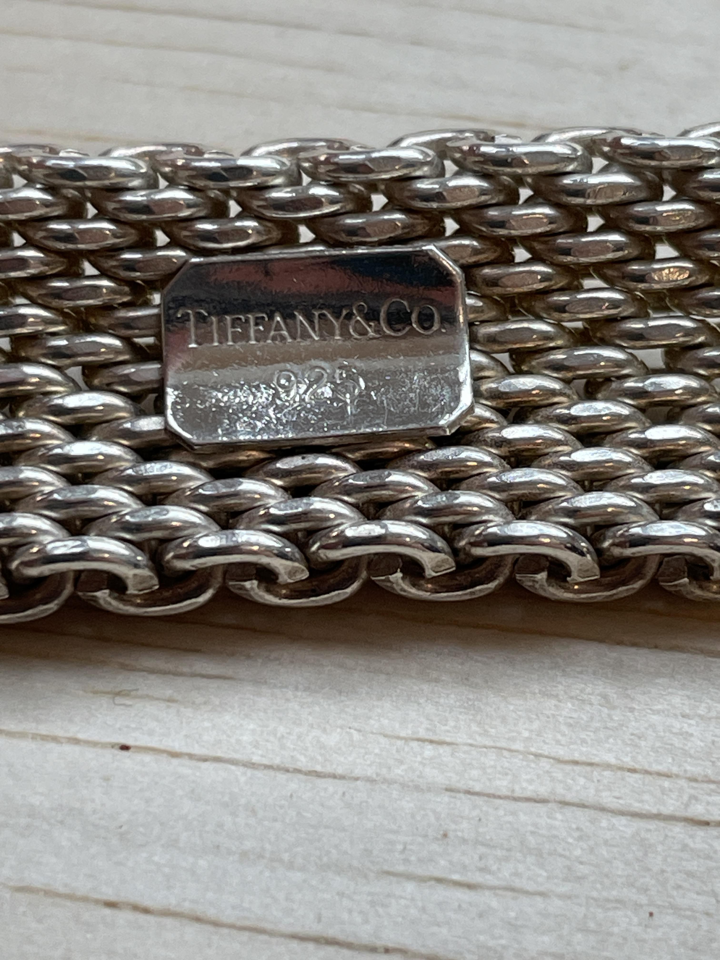 A TIFFANY & CO. SILVER MESH BRACELET AND RING - Image 5 of 7