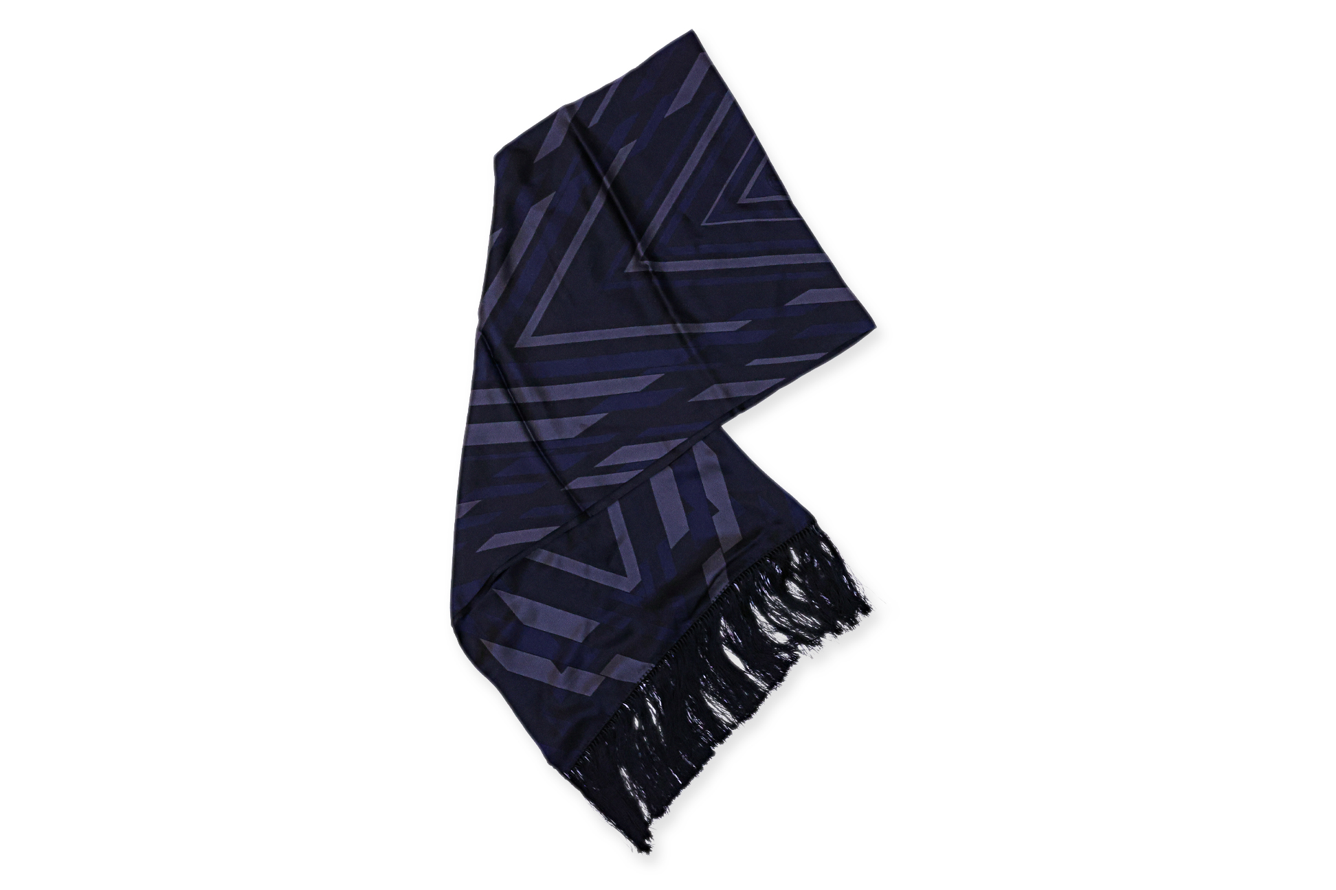 A LOUIS VUITTON NAVY SILK SCARF