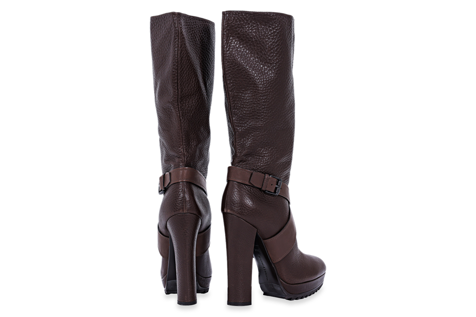 A PAIR OF BOTTEGA VENETA BROWN LEATHER BOOTS - Image 3 of 3