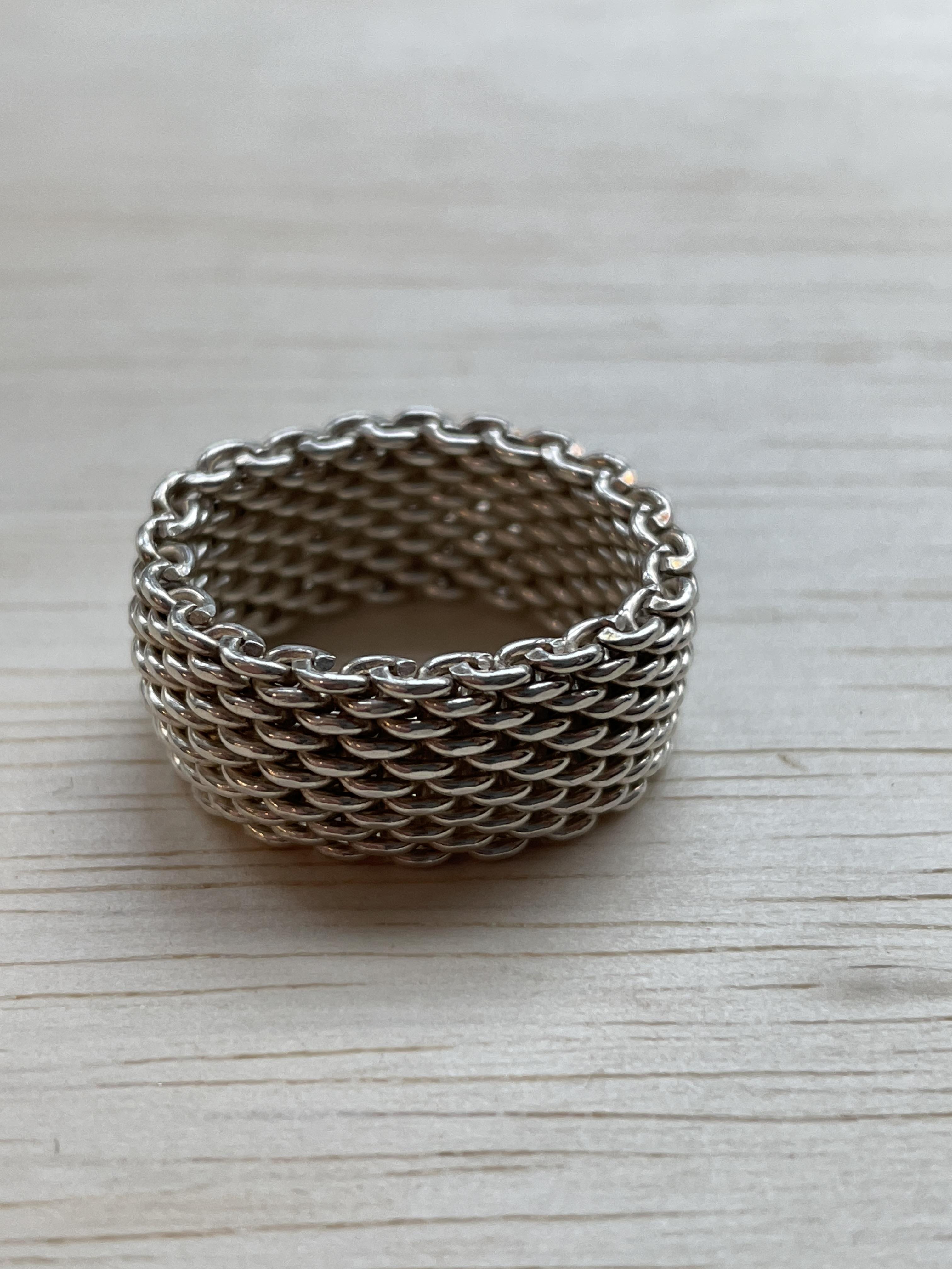 A TIFFANY & CO. SILVER MESH BRACELET AND RING - Image 6 of 7