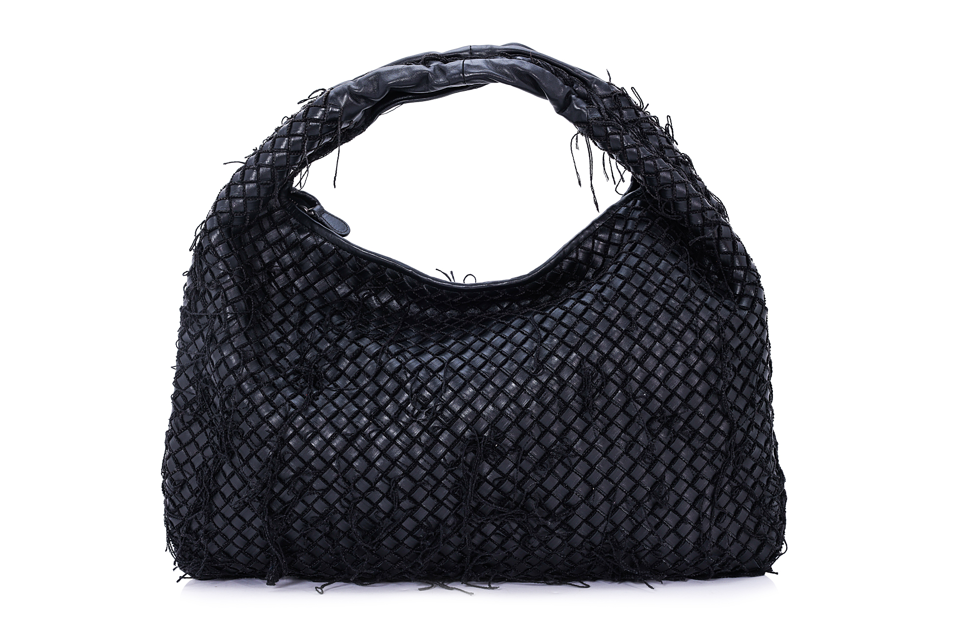 A BOTTEGA VENETA INTRECCIATO FRINGE NETTED HOBO BAG