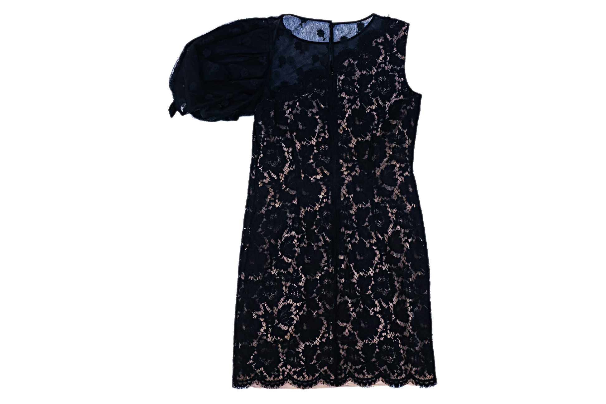 A VALENTINO BLACK FLORAL LACE ONE-SHOULDER DRESS - Bild 2 aus 3