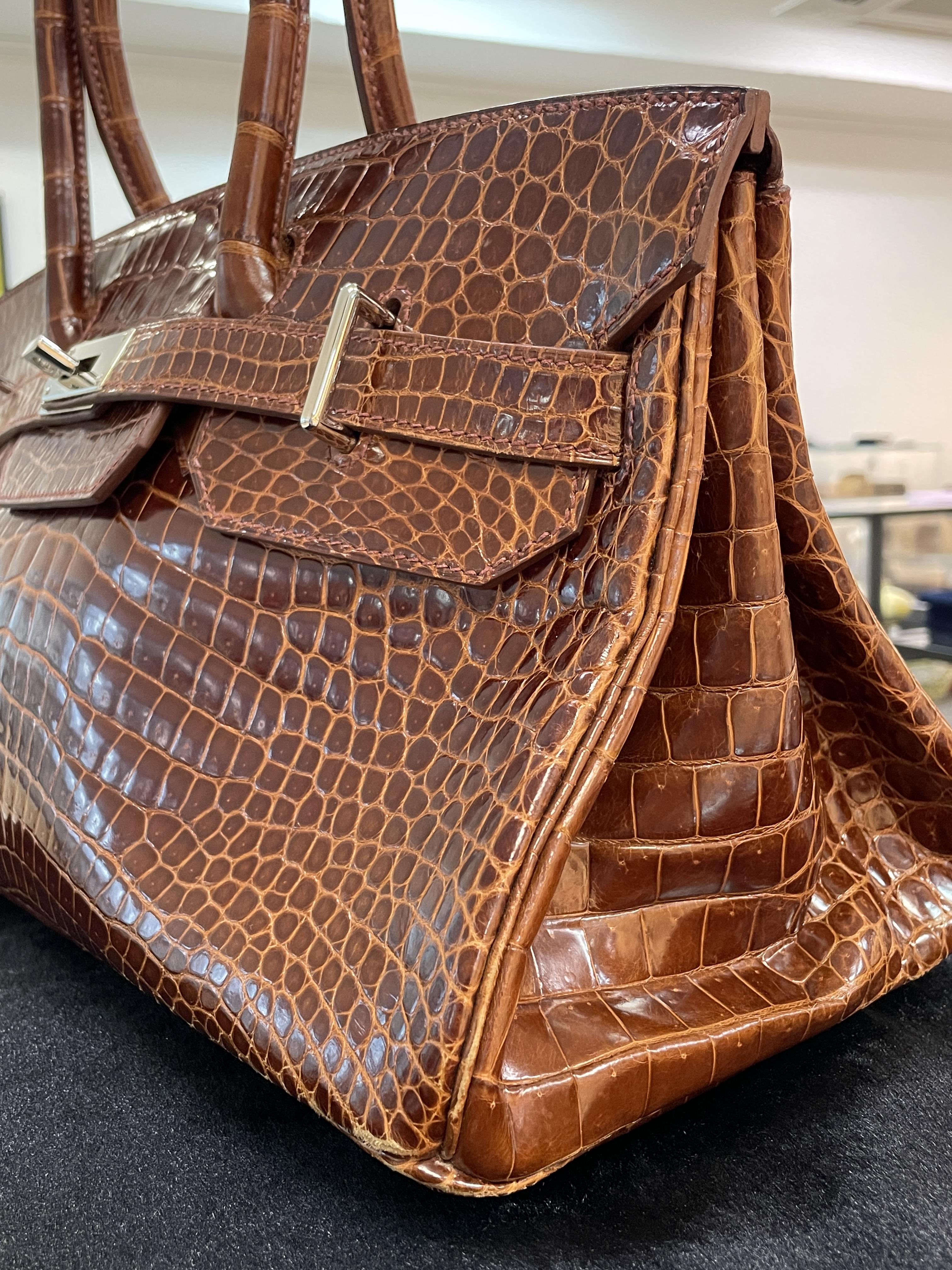 AN HERMÈS SHINY MIEL CROCODILE POROSUS BIRKIN 42 - Image 6 of 9