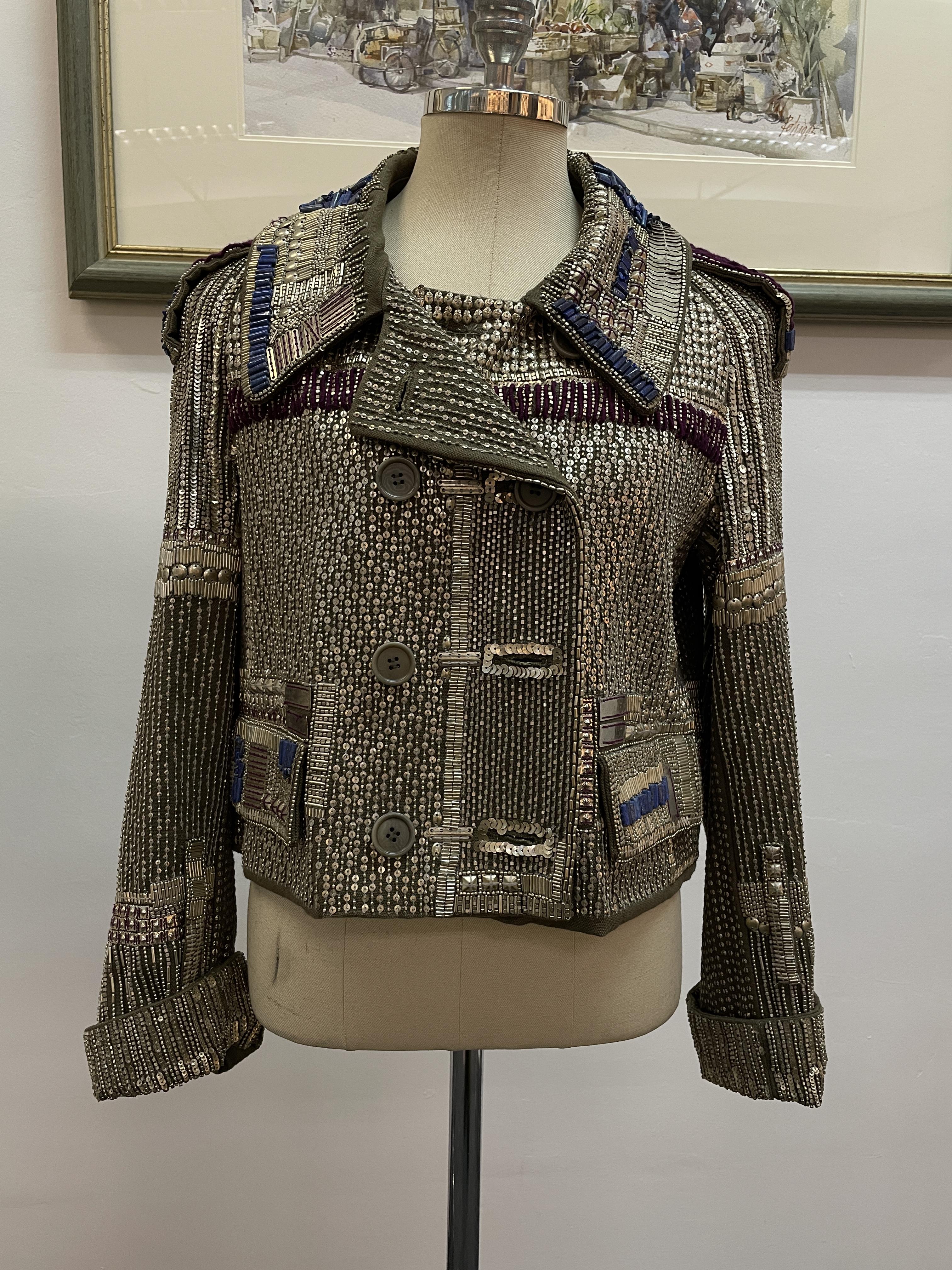 A DRIES VAN NOTEN EMBELLISHED MILITARY JACKET - Image 6 of 13