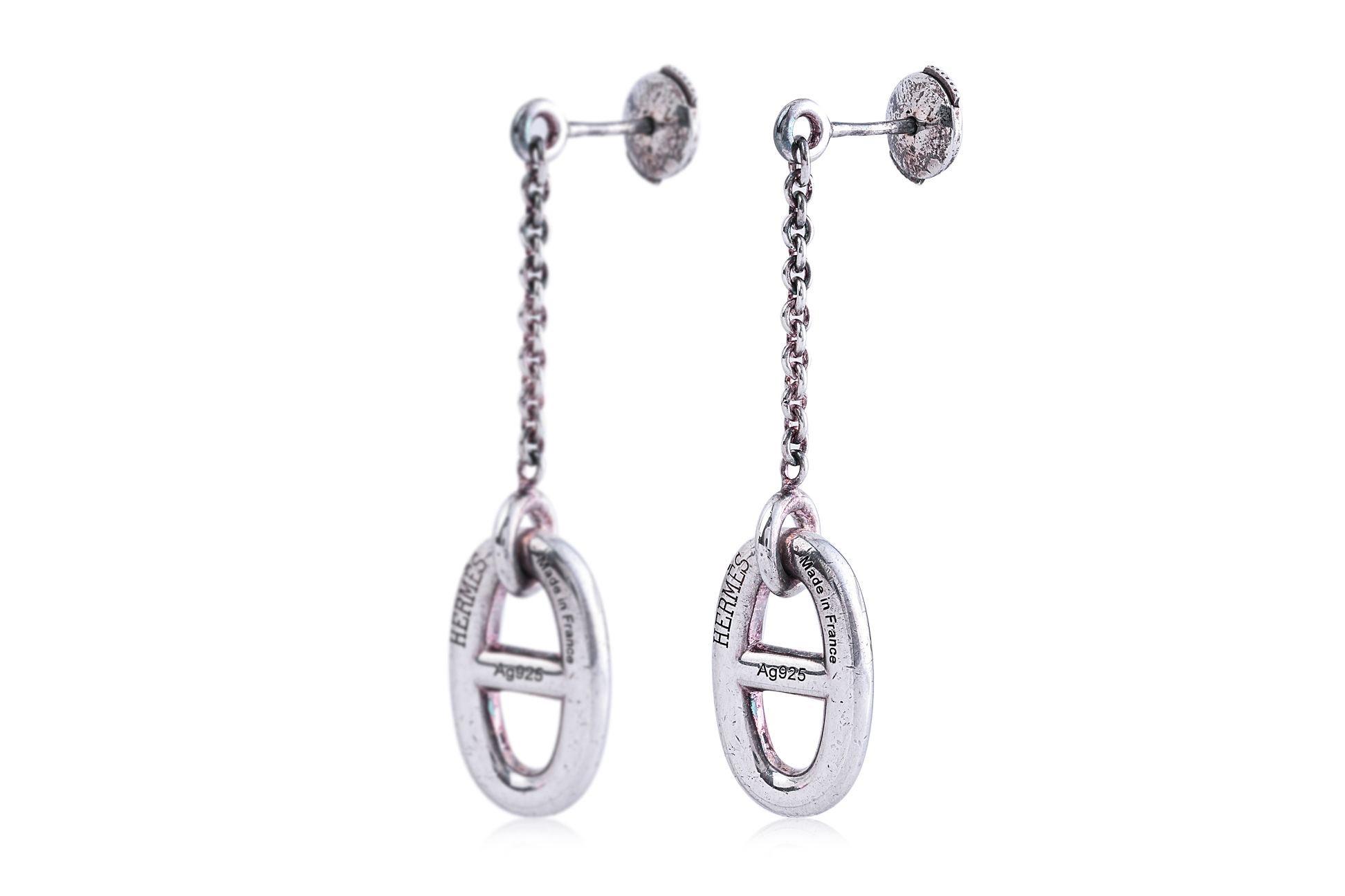 AN HERMÈS PAIR OF SILVER FARANDOLE EARRINGS - Image 2 of 2