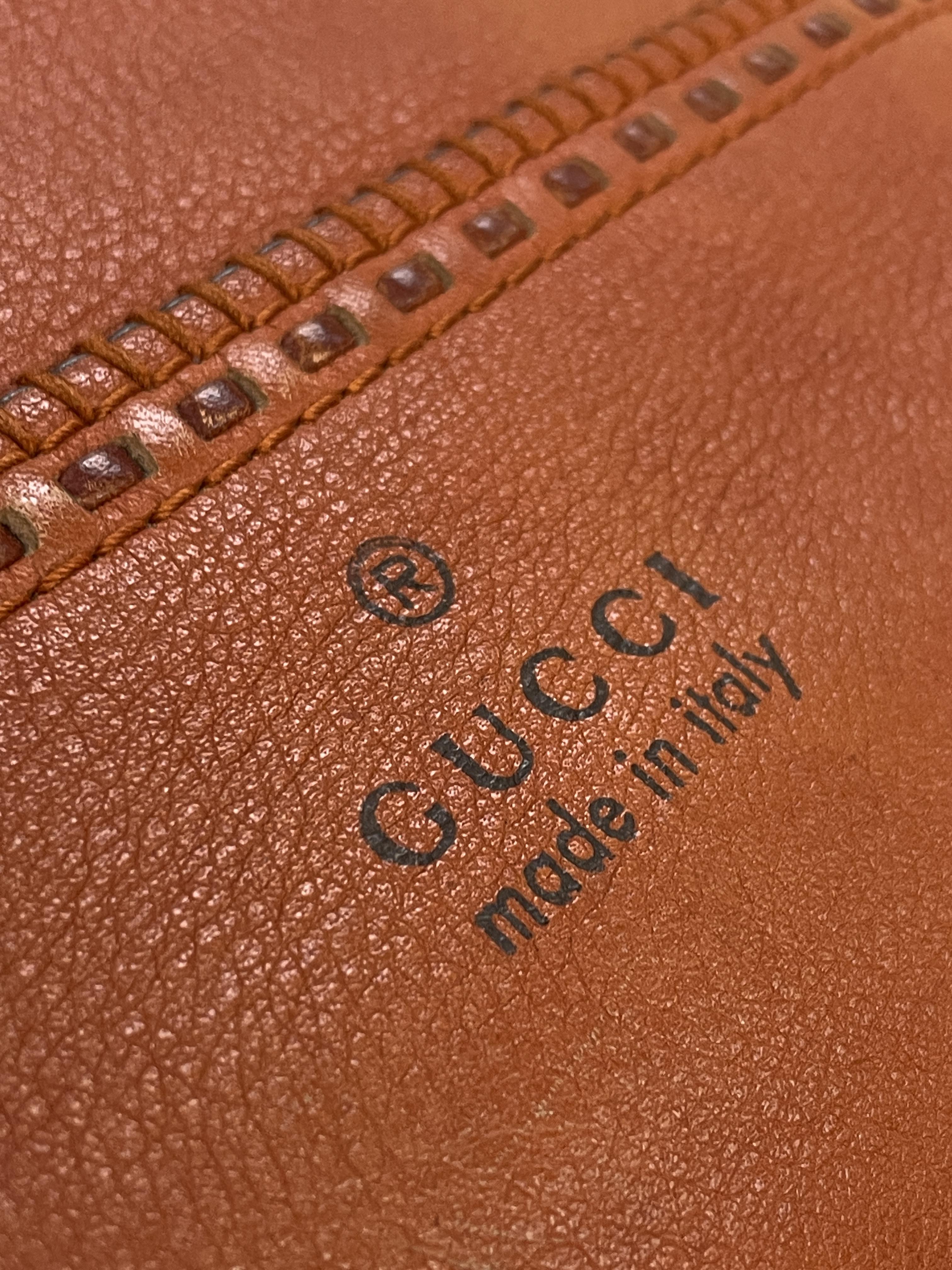 A GUCCI ORANGE LEATHER LAIDBACK CRAFTY TOTE BAG - Image 4 of 12