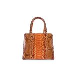 A FENDI ORANGE PYTHON SKIN HANDBAG