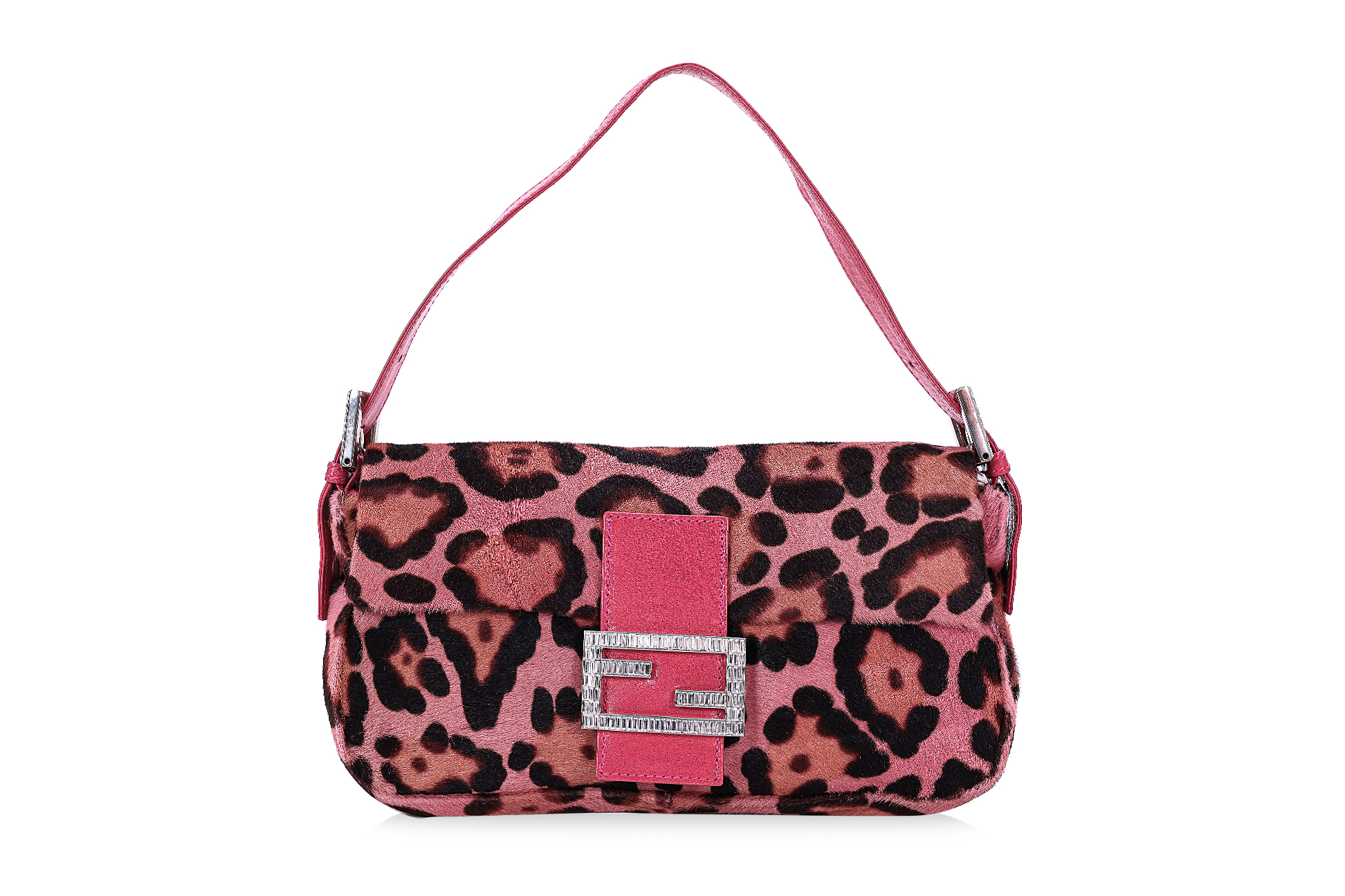 A FENDI PINK CHEETAH PRINT BAGUETTE