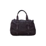 A BOTTEGA VENETA INTRECCIATO BROWN LEATHER DUFFLE BAG