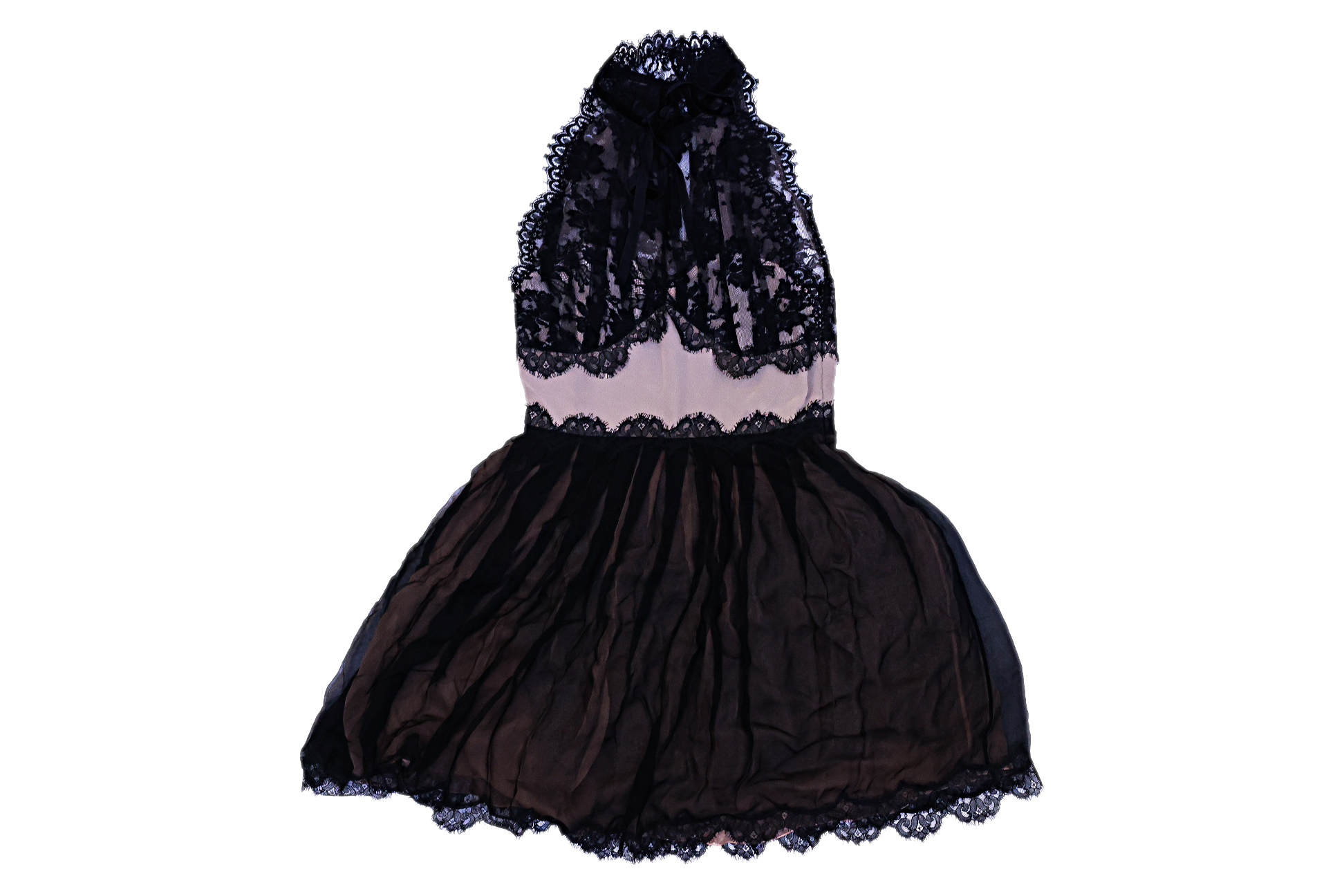 AN ALBERTA FERRETTI BLACK LACE COCKTAIL DRESS